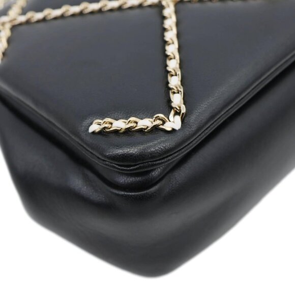 Chanel  Entwined Flap Small Lambskin Leather Chain Crossbody Black - Picture 6 of 14
